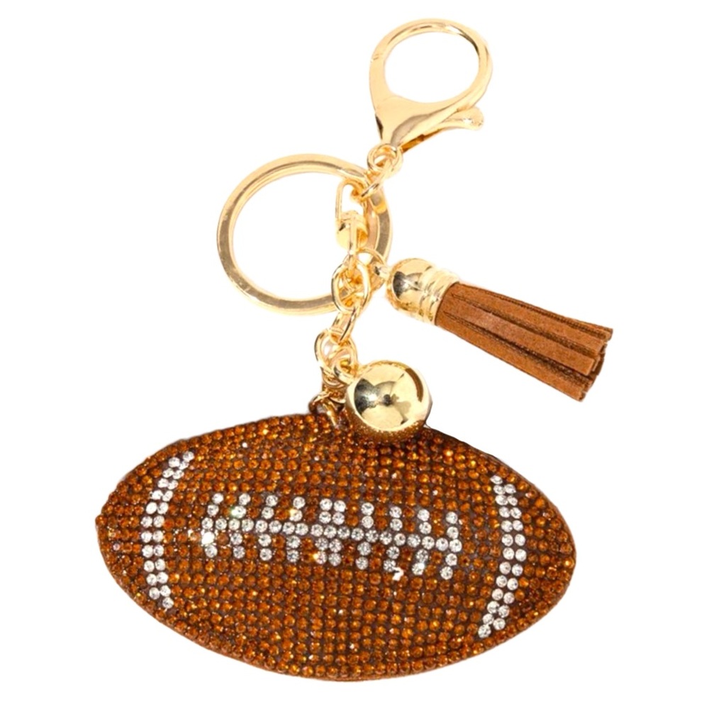 Rhinestone football keychain